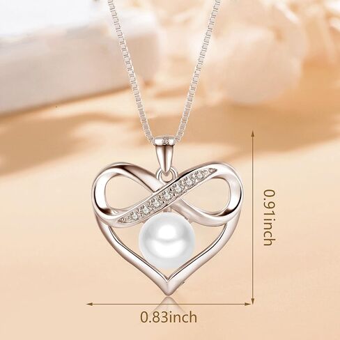 Nonnyl Heart-Pearl-Necklace- Gifts for Women, Mom Wife Girlfriend Her Anniversary Birthday Mothers Day Valentine's Day Christmas Jewelry Gifts Real 8-9mm White Freshwater Cultured Pearls Pendant in Saudi Arabia