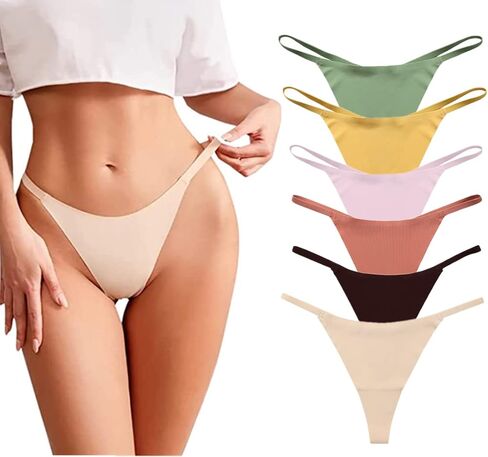 Jeserom 6 Pack G-String Thongs for Women Low Rise Seamless No Show Thong T Back Underwear in Saudi Arabia