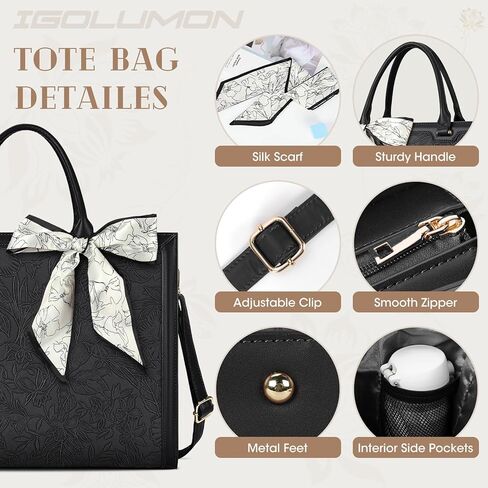 حقيبة كمبيوتر محمول للنساء 15.6 بوصة حقيبة كمبيوتر محمول مقاومة للماء حقيبة جلدية فريدة من نوعها حقيبة عمل ذات سعة كبيرة حقيبة مكتب خفيفة الوزن حقيبة يد كمبيوتر الأعمال، أسود in Kuwait