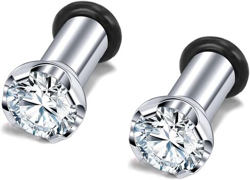 PunkTracker تشيكوسلوفاكيا الماس الأذن مقاييس واحدة مضيئة الجراحية الصلب سدادات الأذن قياس تمتد عدة المتوسع الذهب/أسود/فضي 6 جرام-16 مللي متر in Kuwait