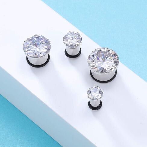 PunkTracker تشيكوسلوفاكيا الماس الأذن مقاييس واحدة مضيئة الجراحية الصلب سدادات الأذن قياس تمتد عدة المتوسع الذهب/أسود/فضي 6 جرام-16 مللي متر in Kuwait