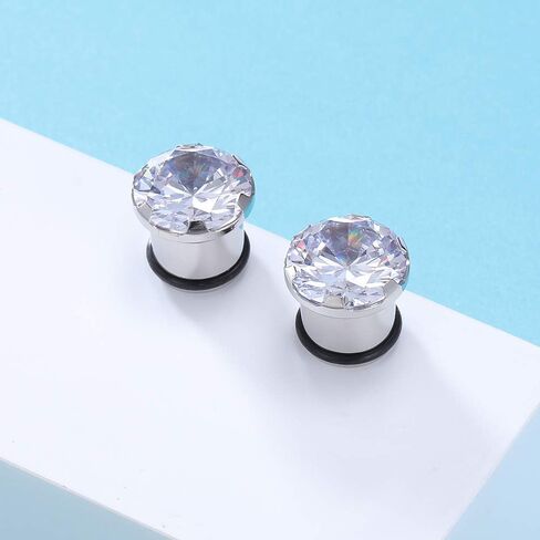 PunkTracker تشيكوسلوفاكيا الماس الأذن مقاييس واحدة مضيئة الجراحية الصلب سدادات الأذن قياس تمتد عدة المتوسع الذهب/أسود/فضي 6 جرام-16 مللي متر in Kuwait