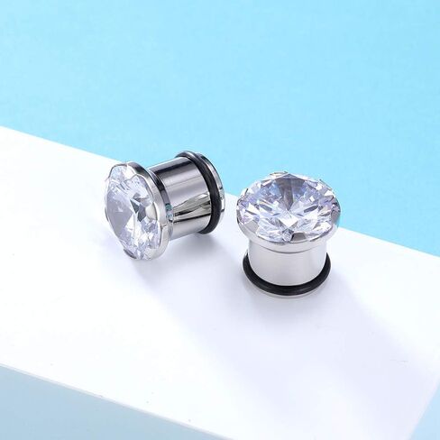 PunkTracker تشيكوسلوفاكيا الماس الأذن مقاييس واحدة مضيئة الجراحية الصلب سدادات الأذن قياس تمتد عدة المتوسع الذهب/أسود/فضي 6 جرام-16 مللي متر in Kuwait