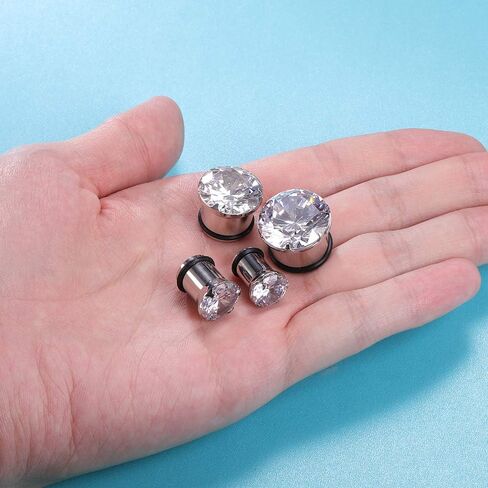 PunkTracker تشيكوسلوفاكيا الماس الأذن مقاييس واحدة مضيئة الجراحية الصلب سدادات الأذن قياس تمتد عدة المتوسع الذهب/أسود/فضي 6 جرام-16 مللي متر in Kuwait