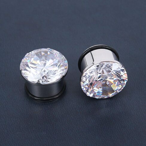 PunkTracker تشيكوسلوفاكيا الماس الأذن مقاييس واحدة مضيئة الجراحية الصلب سدادات الأذن قياس تمتد عدة المتوسع الذهب/أسود/فضي 6 جرام-16 مللي متر in Kuwait