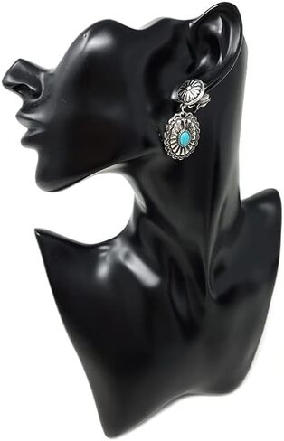Emulily Western Concho Dangling Clip on Earrings Navajo (Turquoise) in Saudi Arabia