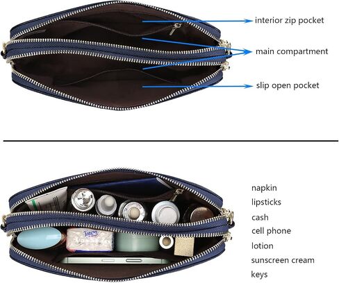 YALUXE Womens Wristlet Real Leather Quilted double zippers Large Clutch Wallet Shoulder Strap in Saudi Arabia