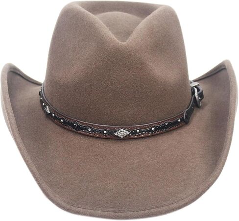 فرقة القبعة الغربية لقبعات رعاة البقر من سيلفر كانيون، جلد بني وأسود مع كونشو ماسي ومسامير in Kuwait