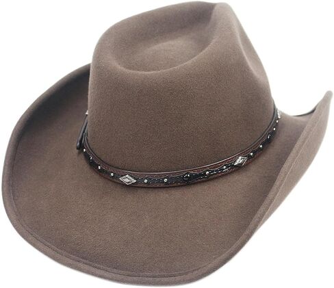 فرقة القبعة الغربية لقبعات رعاة البقر من سيلفر كانيون، جلد بني وأسود مع كونشو ماسي ومسامير in Kuwait