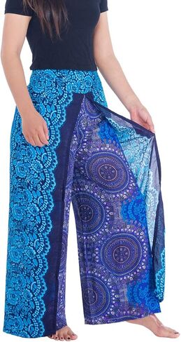 بنطلون نسائي واسع الساق من Lannaclothesdesign، مقاسات Palazzo S، M، L، XL in Kuwait