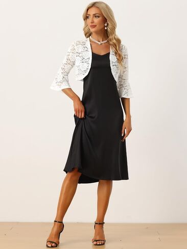 Allegra K Lace Shrug for Women's Evening Open Front Bell Sleeves Elegant Bolero Cardigan in Saudi Arabia