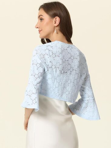 Allegra K Lace Shrug for Women's Evening Open Front Bell Sleeves Elegant Bolero Cardigan in Saudi Arabia