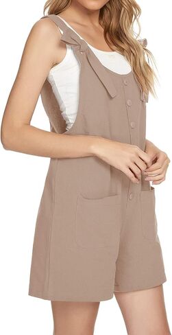 MINTLIMIT Women's Button Down Solid Pinafore Overall Shorts with Pockets in Saudi Arabia