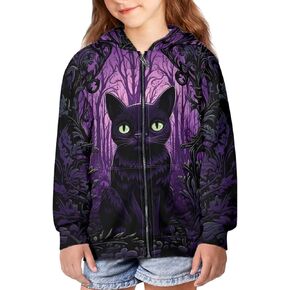 HELLHERO Kids Zip Up Hoodie Fashion Sweatshirt for Girls Boys Size 6-16 Years Old