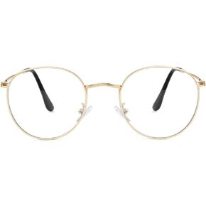 Kursan Classic Round Clear Lens Glasses for Women Men Circle Metal Frame Non-Prescription Eyeglasses