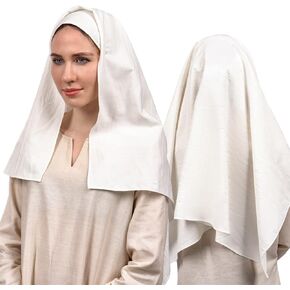 PROCOS Women's Medieval White Nun Veil Renaissance Hat Scarf Coif for 14th Century Cosplay Costume in Kuwait