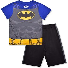 طقم تي شيرت وشورت للأولاد باتمان للأطفال الصغار والصغار – أزرق/رمادي/أسود in Kuwait