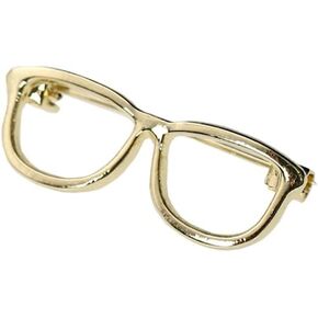 LATINDAY Gold Color Frame Round Glasses Style Brooches Small Size Hollow Badge Pin Fashion Men Women Brooches Office Suit Dress Shirt Collar Buckle Lapel Pins Trendy Accessories Jewelry, Alloy Steel, in Kuwait