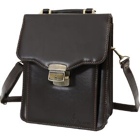 DEERLUX Leather Messenger Tablet Bag Briefcase, One Size, Small Brown in Saudi Arabia
