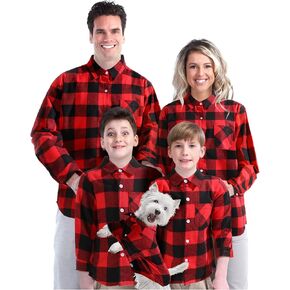 Matching Plaid Flannel Shirt for Family Women Men Child Pets Red and Black Christmas Buffalo Plaid Shirt in Saudi Arabia