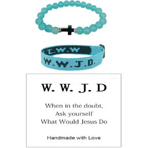WWJD Braided Rope Beads Bracelet Set for Women Men What Would Jesus Do Handmade Colorful Bracelets Protection Pray Inspirational Religious Christian Bracelet for Teens Girl Boys Gifts Jewelry in Saudi Arabia