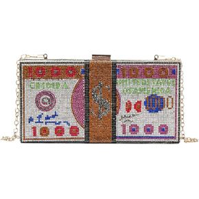 LETODE نساء دولارات المال مخلب مساء حقيبة حجر الراين حقائب ماسك من الكريستال محفظة بلينغ حفل زفاف كوكتيل in Kuwait