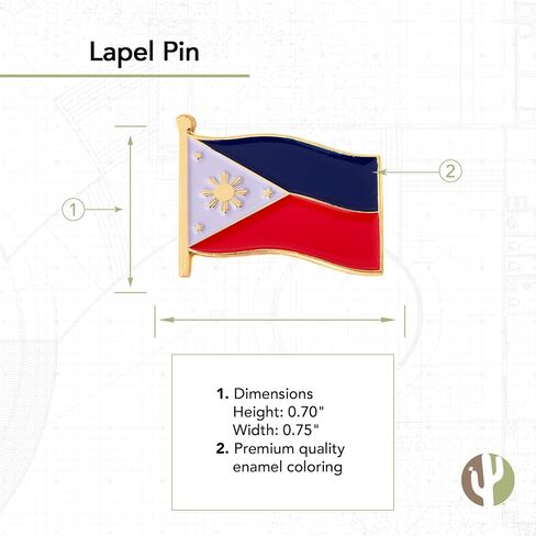 Philippines Lapel Pin Country Enamel Made of Metal Souvenir Hat Men Women Patriotic (Waving Flag Lapel Pin) in Saudi Arabia