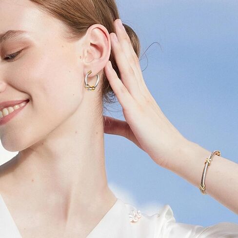 HokitVerse Bangle Bracelets for Women Dainty, Adjustable Bracelet with Rhinestone, Twisted Cable Girls Bracelets Cuff Bracelet, Stainless Steel Women's Bracelet, Jewelry for Women in Kuwait