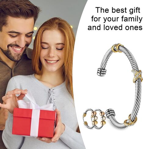 HokitVerse Bangle Bracelets for Women Dainty, Adjustable Bracelet with Rhinestone, Twisted Cable Girls Bracelets Cuff Bracelet, Stainless Steel Women's Bracelet, Jewelry for Women in Kuwait