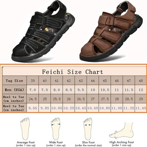 FIYIDYM Mens Sport Sandals Closed Toe Leather Sandals Outdoor Adjustable Fisherman Summer Beach Shoes in Saudi Arabia