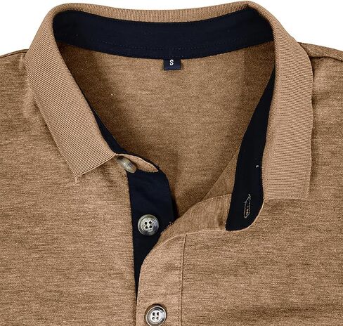 Mens Long Sleeve Polo Shirts Classic Button Down Golf Shirt Fashion Casual Moisture Wicking Shirts with Pocket in Saudi Arabia