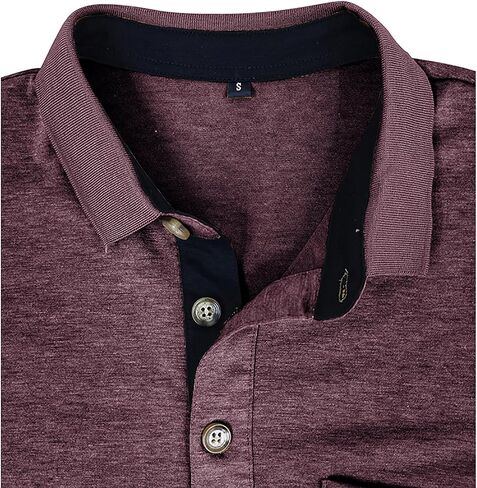 Mens Long Sleeve Polo Shirts Classic Button Down Golf Shirt Fashion Casual Moisture Wicking Shirts with Pocket in Saudi Arabia