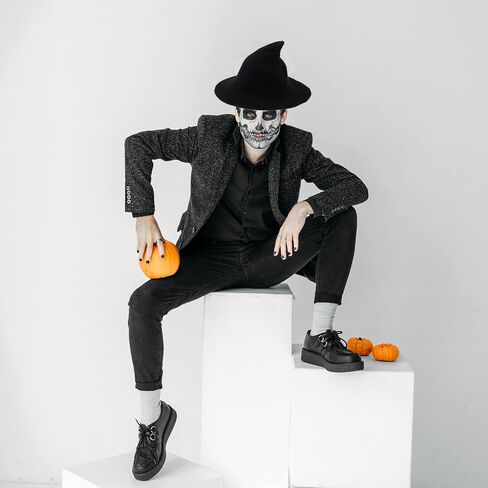 UTTPLL Halloween-Witch-Accessory-Cosplay للسيدات قبعات ساحرة مكشكشة قابلة للطي أغطية رأس ساحرة للحفلات السحرية للفتيات قبعة واسعة الحواف مدببة لعيد الميلاد الكرنفالات السوداء in Saudi Arabia