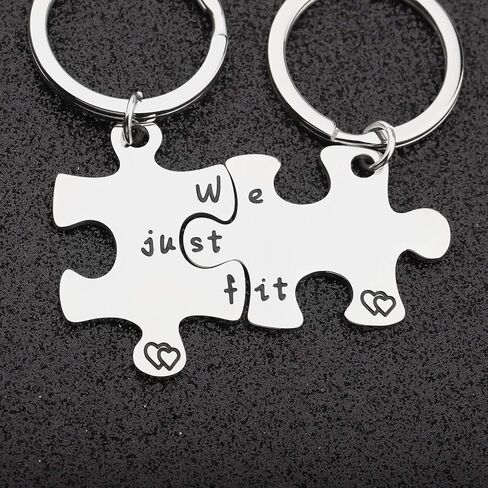 bobauna We Just Fit Puzzle Piece Keychain Set Gift For Couples Best Friends in Saudi Arabia