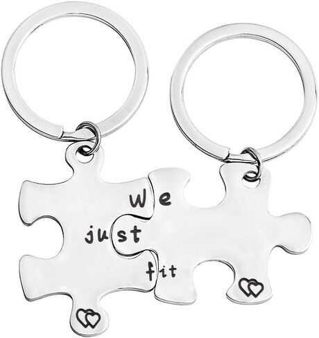 bobauna We Just Fit Puzzle Piece Keychain Set Gift For Couples Best Friends in Saudi Arabia