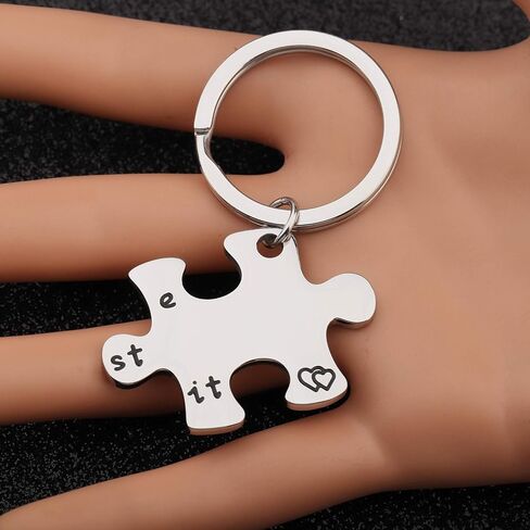 bobauna We Just Fit Puzzle Piece Keychain Set Gift For Couples Best Friends in Saudi Arabia