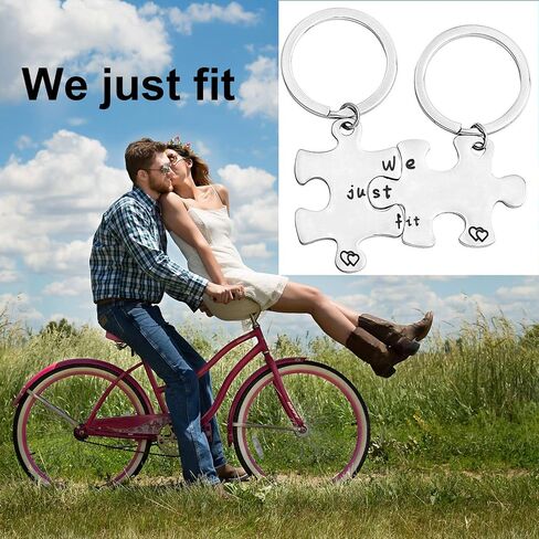 bobauna We Just Fit Puzzle Piece Keychain Set Gift For Couples Best Friends in Saudi Arabia