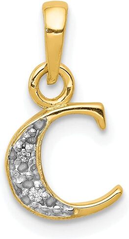 Jewels By Lux 10K Yellow Gold Diamond Initial Charm Pendant (Length 15mm Width 8 mm) in Saudi Arabia