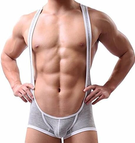 FEESHOW Men's Suspender Singlet Bulge Pouch Leotard Bodysuit Underwear Briefs in Saudi Arabia