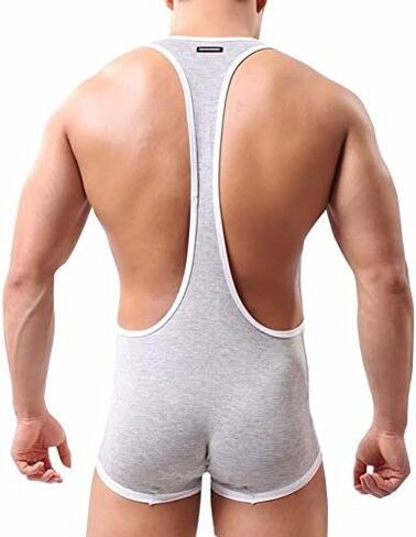 FEESHOW Men's Suspender Singlet Bulge Pouch Leotard Bodysuit Underwear Briefs in Saudi Arabia