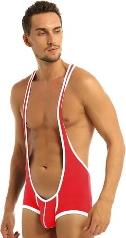 FEESHOW Men's Suspender Singlet Bulge Pouch Leotard Bodysuit Underwear Briefs in Saudi Arabia