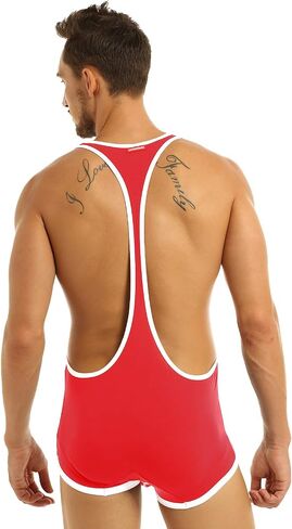 FEESHOW Men's Suspender Singlet Bulge Pouch Leotard Bodysuit Underwear Briefs in Saudi Arabia
