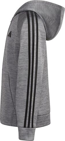 adidas Boys' Zip Front Indicator Hooded Jacket, Charcoal Heather Grey in Saudi Arabia