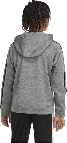 adidas Boys' Zip Front Indicator Hooded Jacket, Charcoal Heather Grey in Saudi Arabia