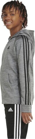 adidas Boys' Zip Front Indicator Hooded Jacket, Charcoal Heather Grey in Saudi Arabia