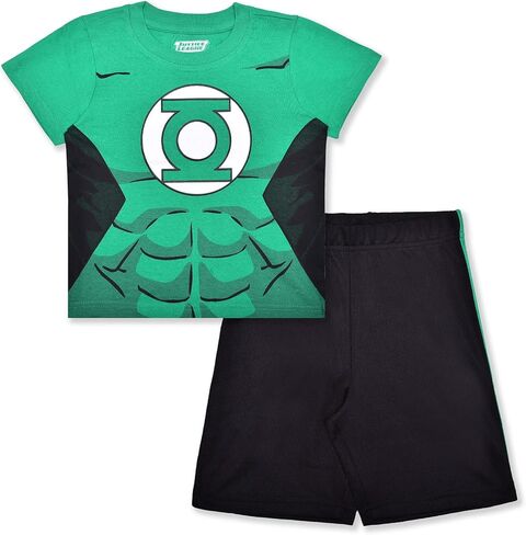 مجموعة تي شيرت وشورت للأولاد من DC Comics Green Lantern للأولاد الصغار والأطفال الصغار – أخضر/أسود, جريه مارل in Kuwait