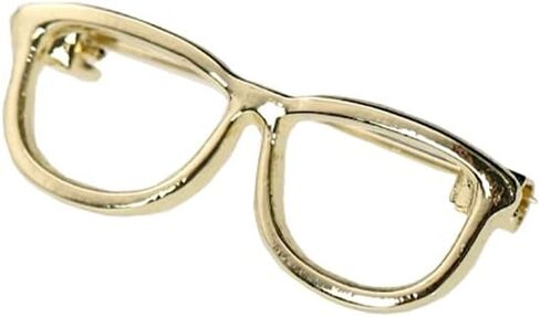 LATINDAY Gold Color Frame Round Glasses Style Brooches Small Size Hollow Badge Pin Fashion Men Women Brooches Office Suit Dress Shirt Collar Buckle Lapel Pins Trendy Accessories Jewelry, Alloy Steel, in Kuwait