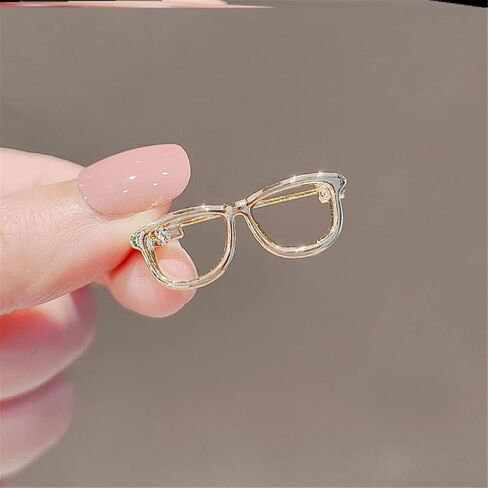 LATINDAY Gold Color Frame Round Glasses Style Brooches Small Size Hollow Badge Pin Fashion Men Women Brooches Office Suit Dress Shirt Collar Buckle Lapel Pins Trendy Accessories Jewelry, Alloy Steel, in Kuwait