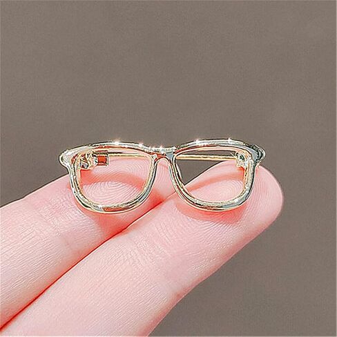 LATINDAY Gold Color Frame Round Glasses Style Brooches Small Size Hollow Badge Pin Fashion Men Women Brooches Office Suit Dress Shirt Collar Buckle Lapel Pins Trendy Accessories Jewelry, Alloy Steel, in Kuwait