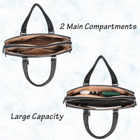 حقيبة جلدية للنساء من بانوس، حقيبة عمل سوداء 14 بوصة، حقيبة عمل الكمبيوتر المحمول حقيبة ملحق in Kuwait